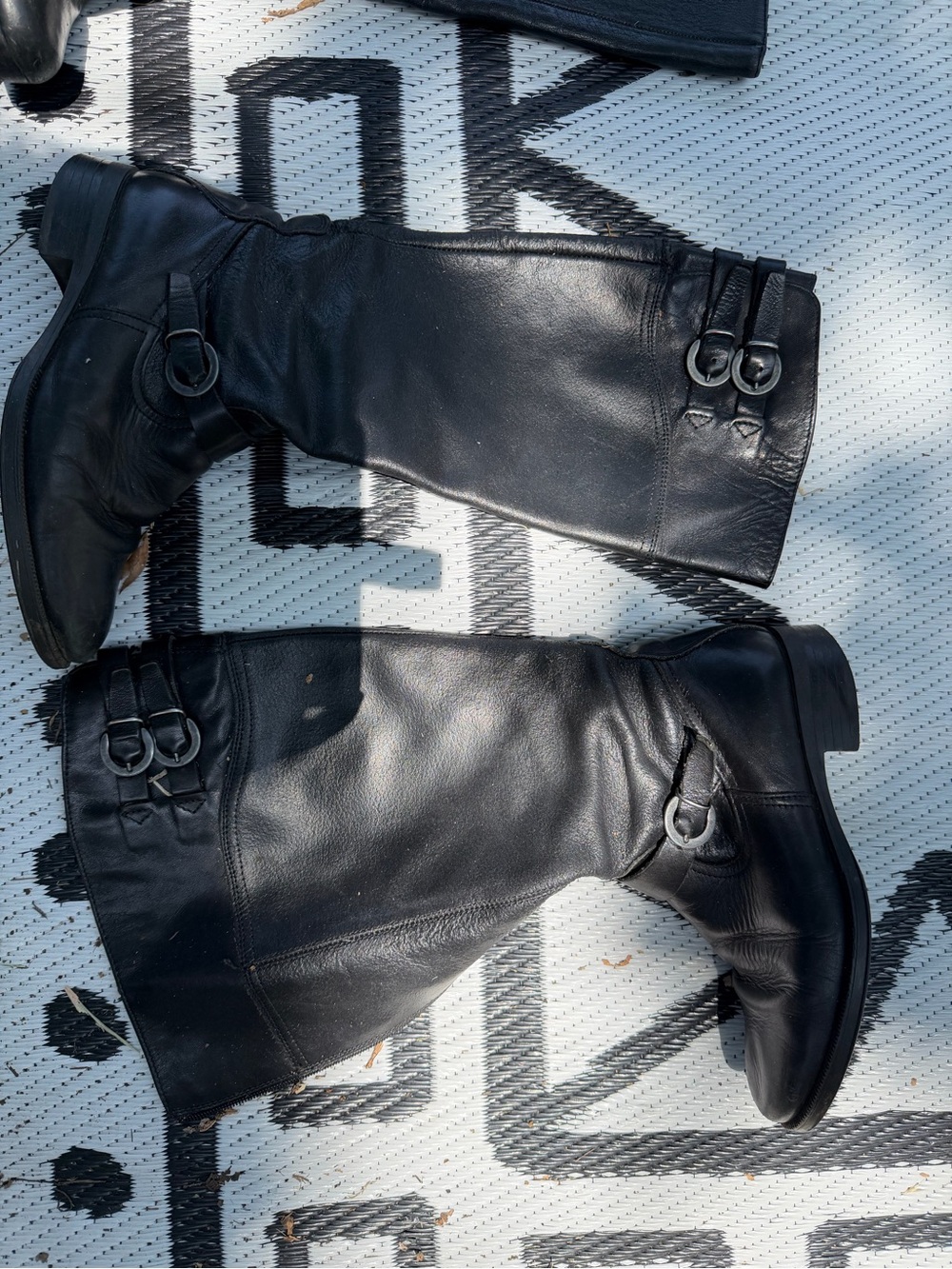 Aldo Black Leather Mid-Calf Boots